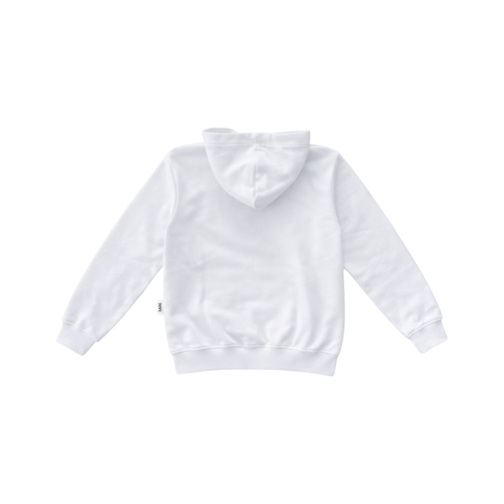 Felpa ICON bambino con cappuccio bianca – hoodie streetwear con logo frontale IBSW001110