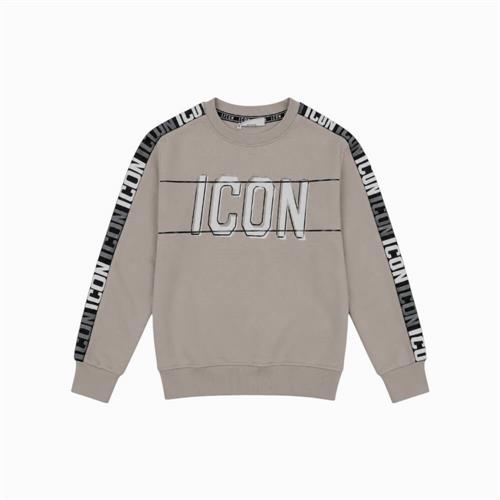 ICON felpa ragazzo grigia con maxi logo e bande sulle maniche – IBSW001420-8030