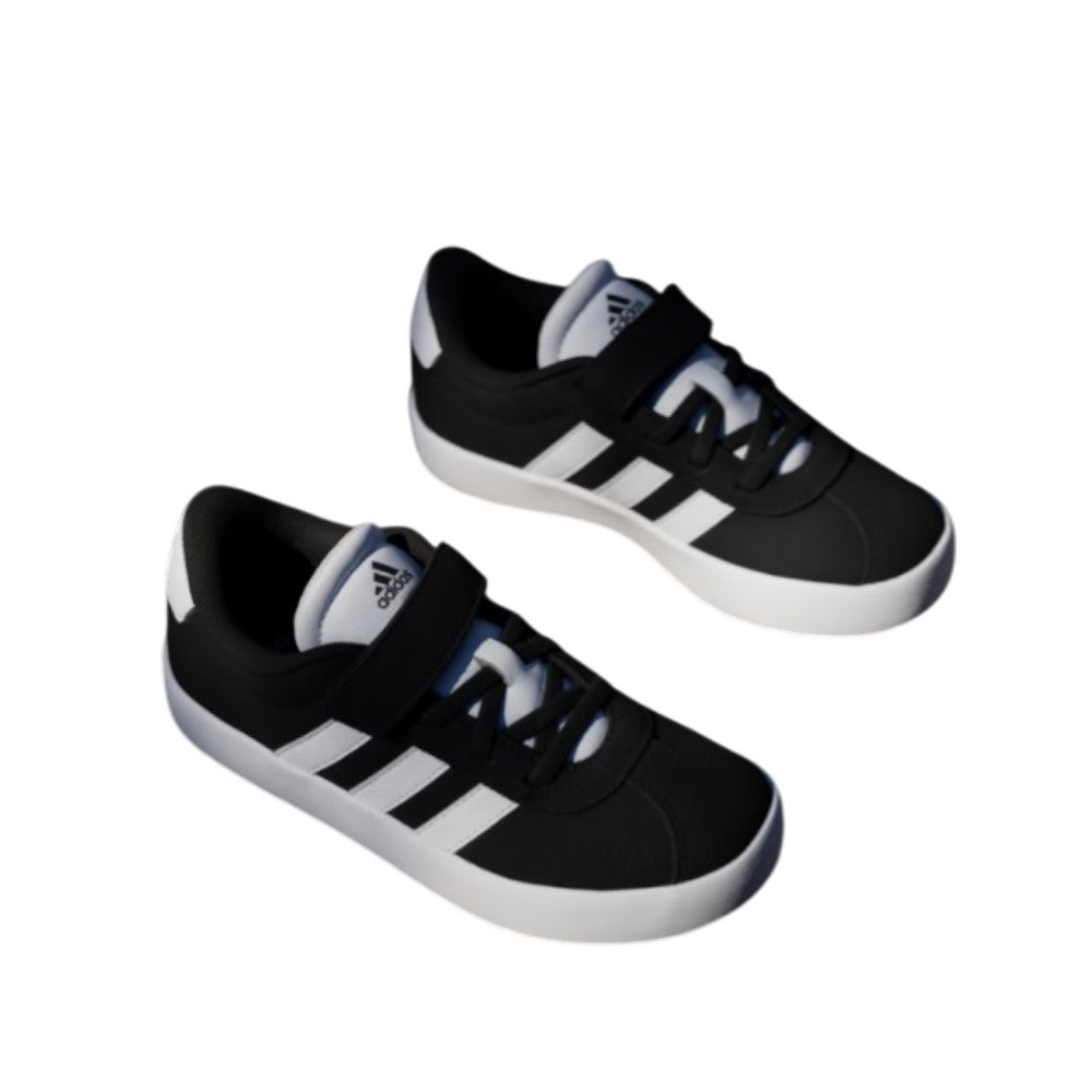Adidas VL Court 3.0 ID9148 Sneaker Bambino Nero con Chiusura Velcro e Lacci