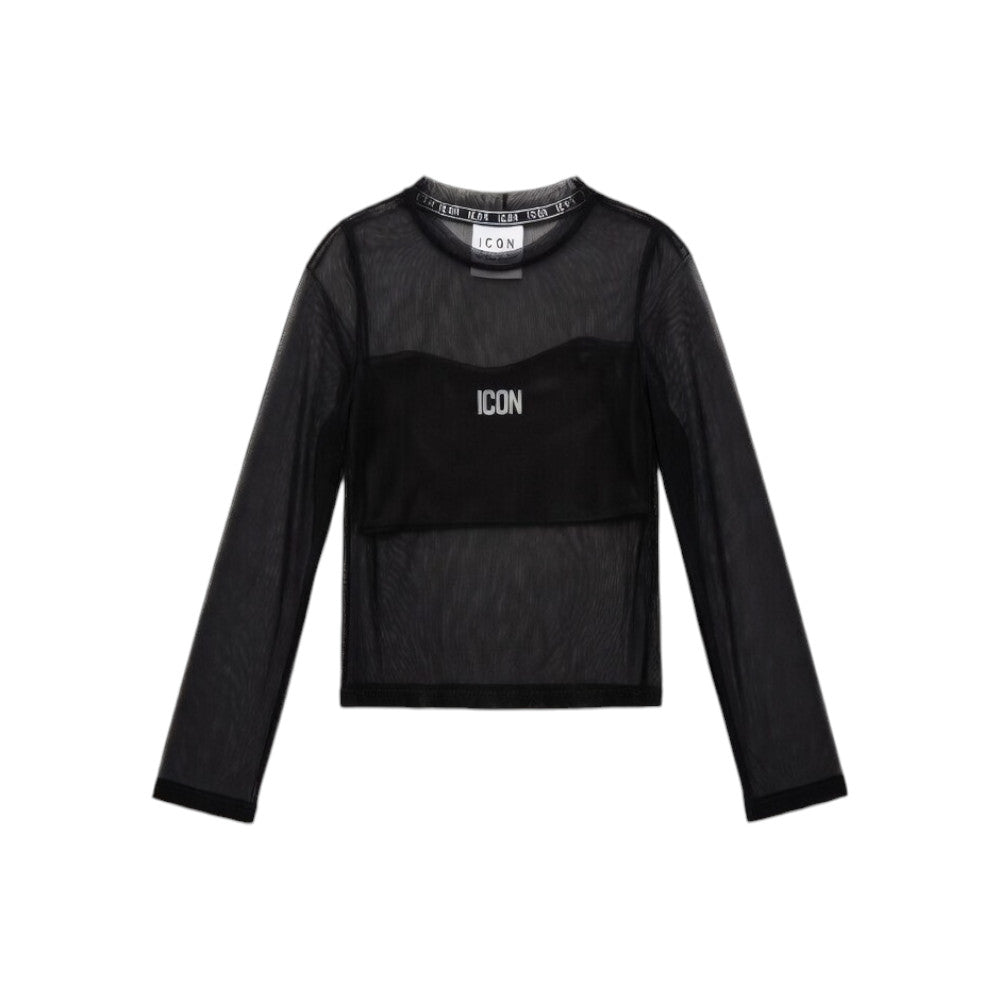 Set maglia in tulle + top ICON Nero - IGKL0011701