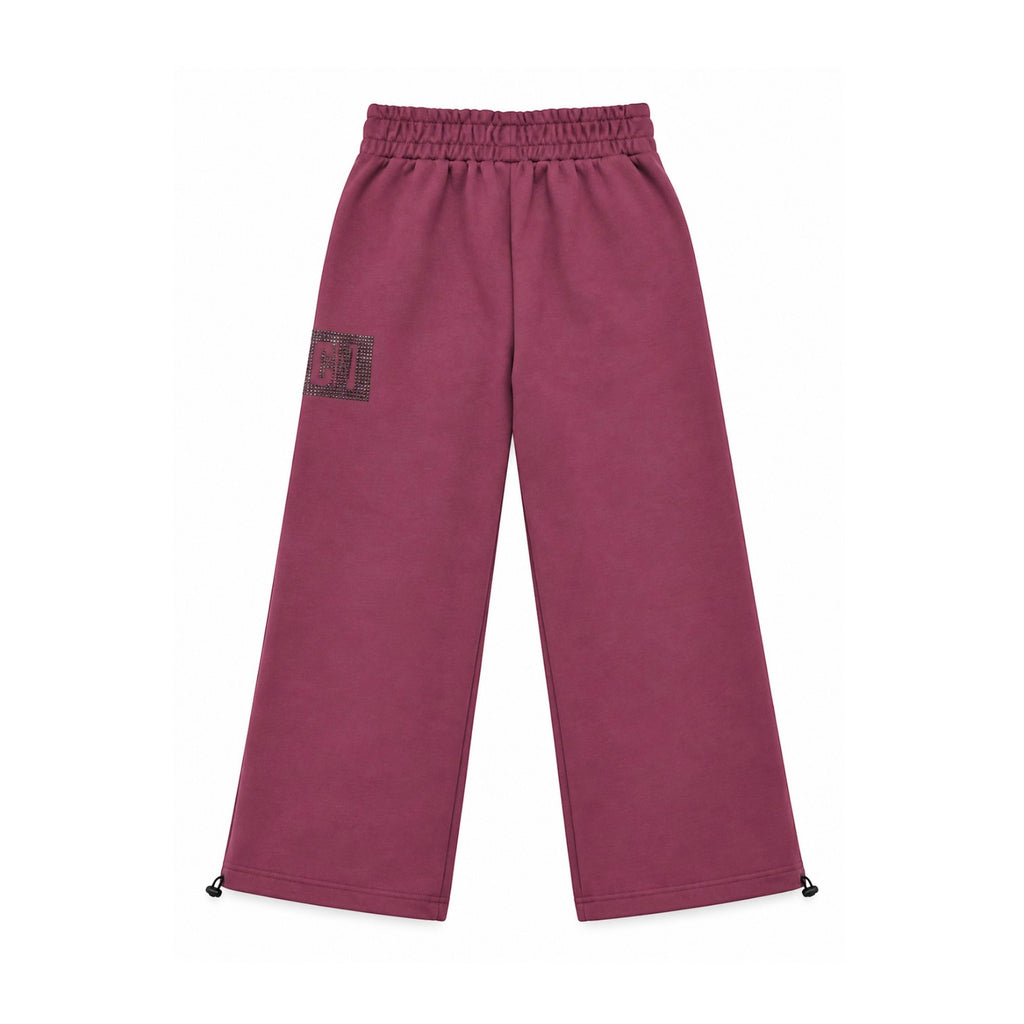 Pantapalazzo ICON Ragazza Wine in Felpa con Logo Strass