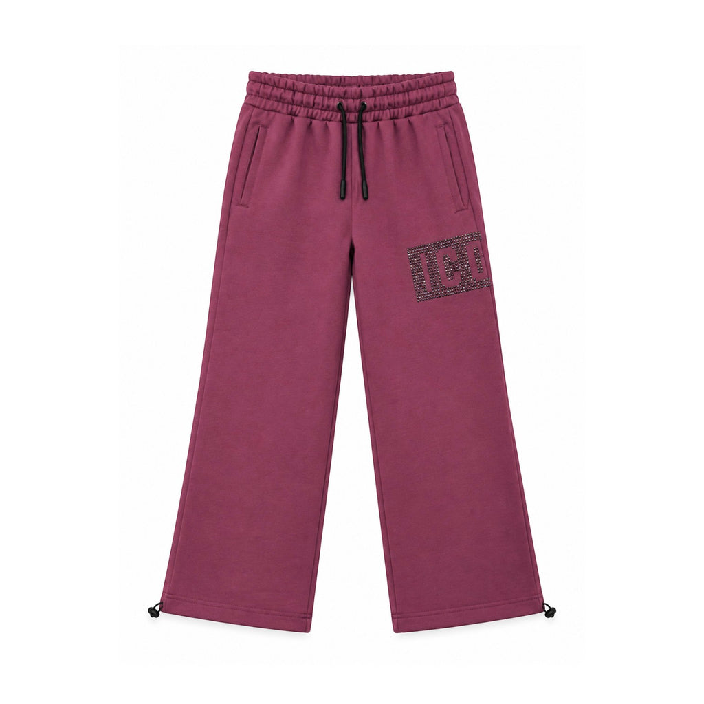 Pantapalazzo ICON Ragazza Wine in Felpa con Logo Strass