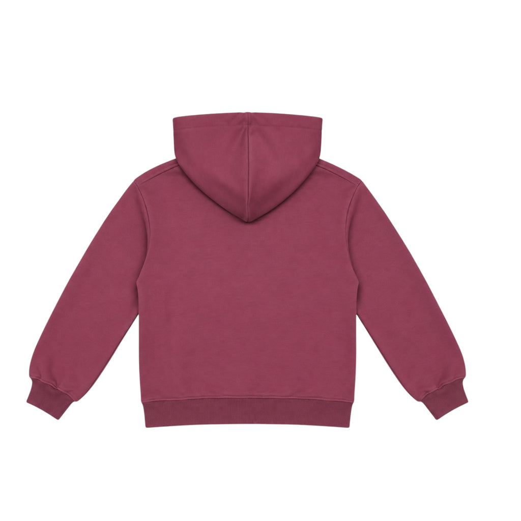 Felpa ICON Ragazza Wine con Cappuccio e Logo Strass