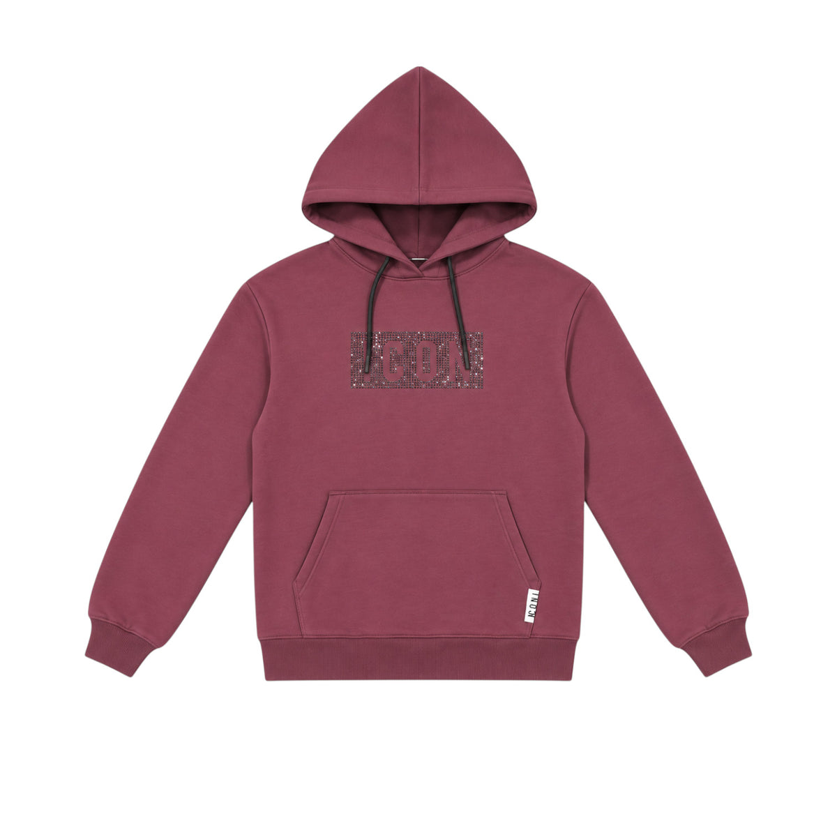 Felpa ICON Ragazza Wine con Cappuccio e Logo Strass