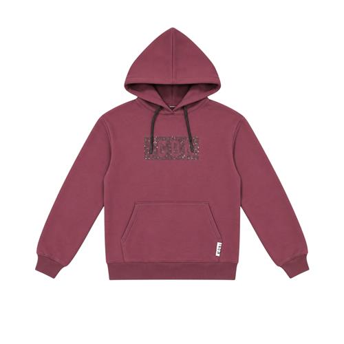 Felpa ICON Ragazza Wine con Cappuccio e Logo Strass