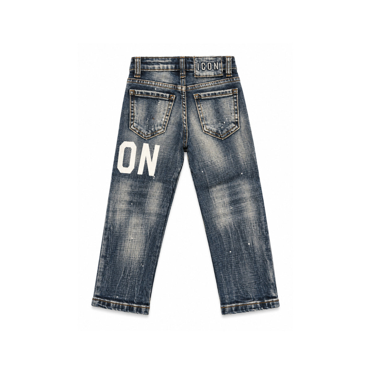 Jeans ICON Bambino Blu Slavato con Rotture e Logo