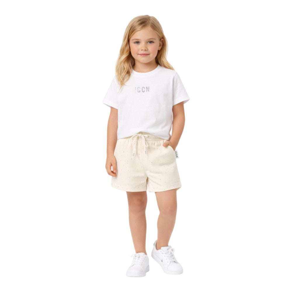 Completo ICON bambina t-shirt + bermuda beige – outfit estivo minimal INGFS001235