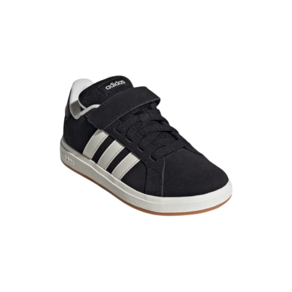 Adidas Sneaker Bambino JP5896 Nero con Bande Bianche, Velcro e Fondo Gum