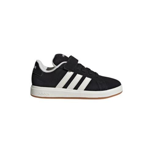 Adidas Sneaker Bambino JP5896 Nero con Bande Bianche, Velcro e Fondo Gum