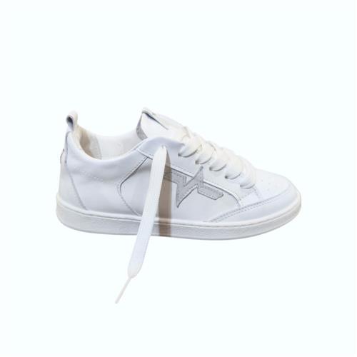 Twelve Sneakers Bambino in Pelle Bianca con Dettaglio Argento