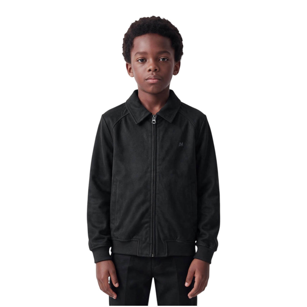 Giubbino Antony Morato Junior Nero scamosciato con zip MKFL00557 FA150207 9000