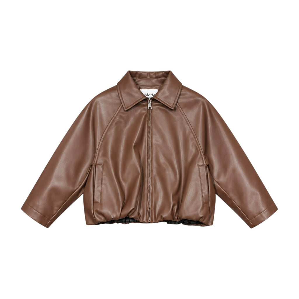 Bomber Naida Ragazza Marrone in Ecopelle Oversize – NAGB341