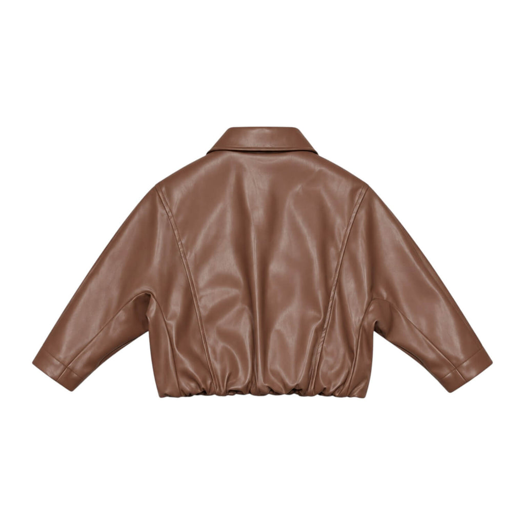 Bomber Naida Ragazza Marrone in Ecopelle Oversize – NAGB341