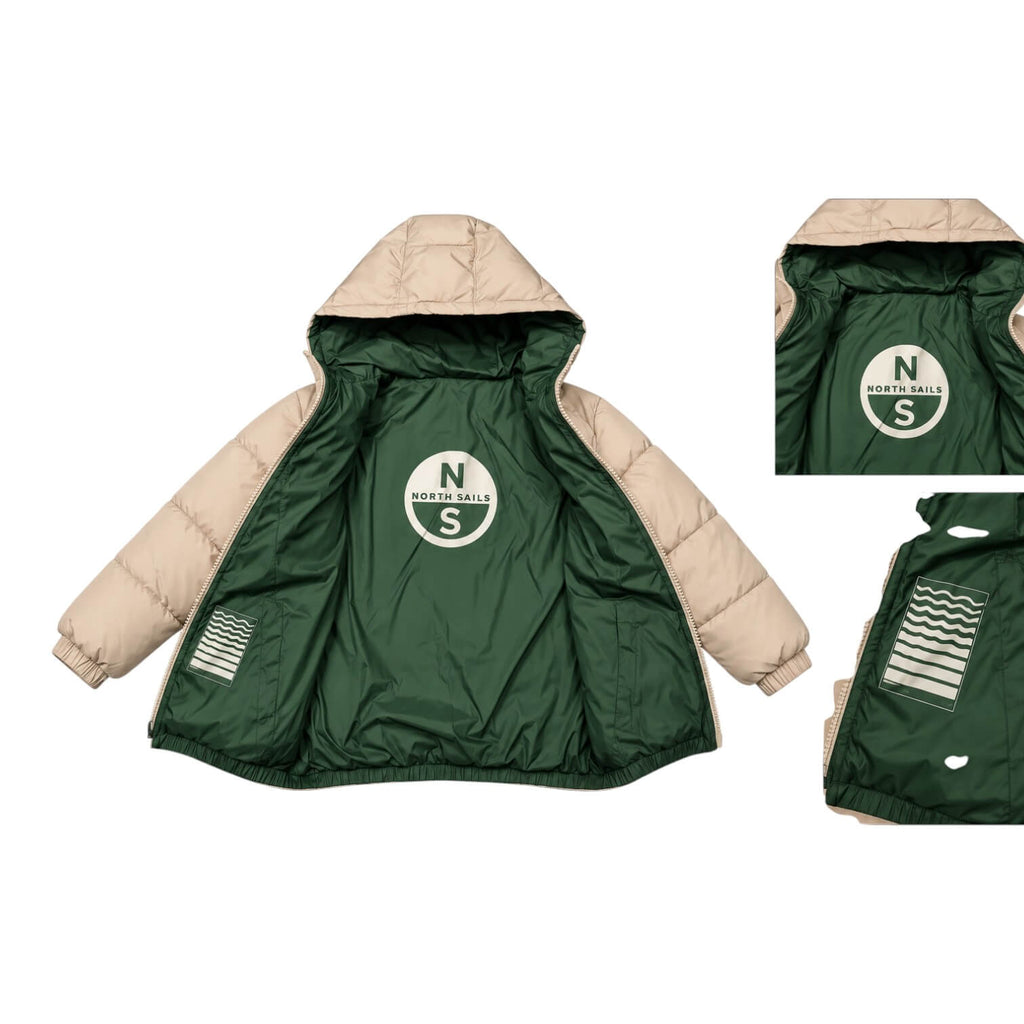 Giubbino Reversibile North Sails Ragazzo Sabbia/Verde con Cappuccio – NBA26062PI