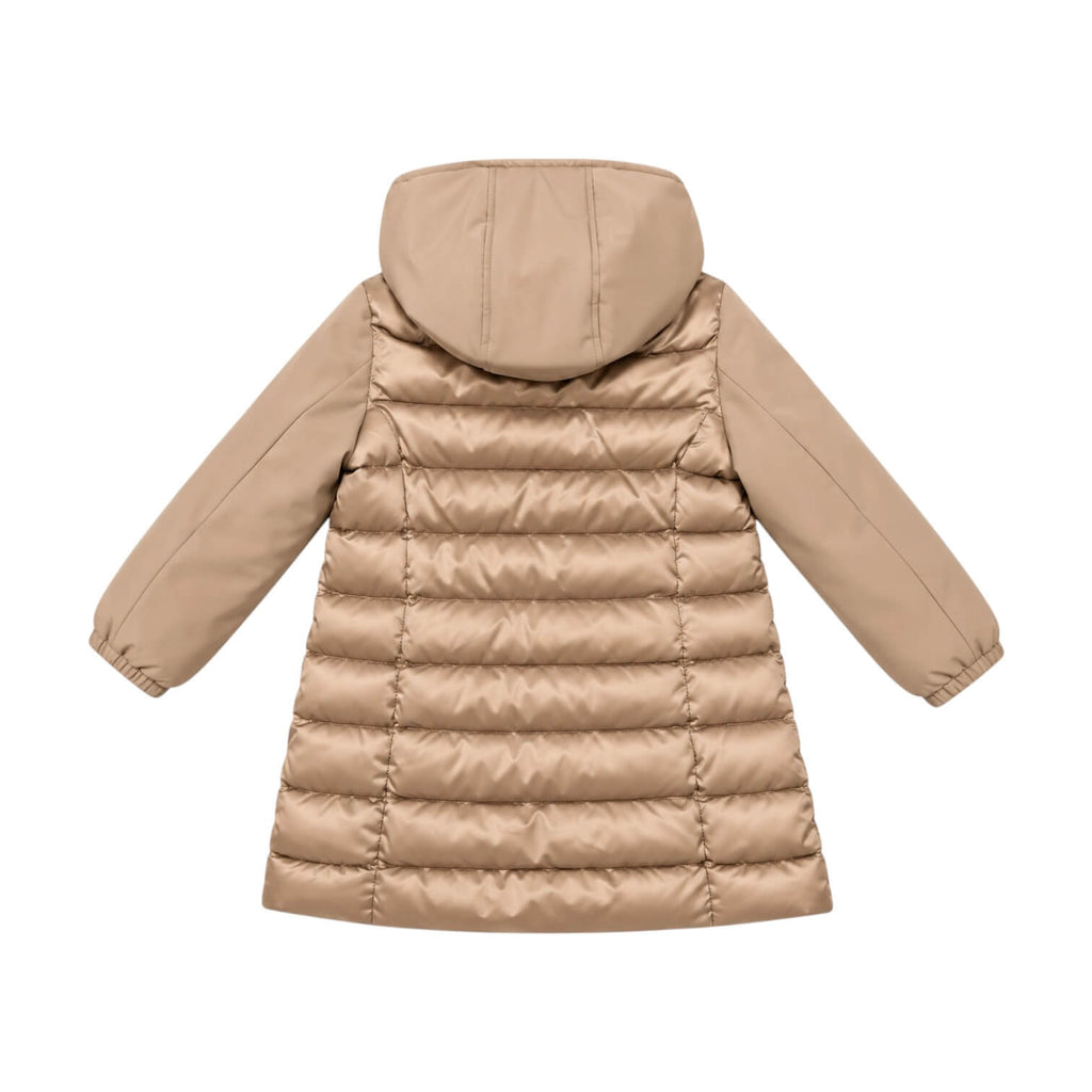 Giubbino Lungo Yes Zee Ragazza Beige con Cappuccio e Zip Oro – O045-0222