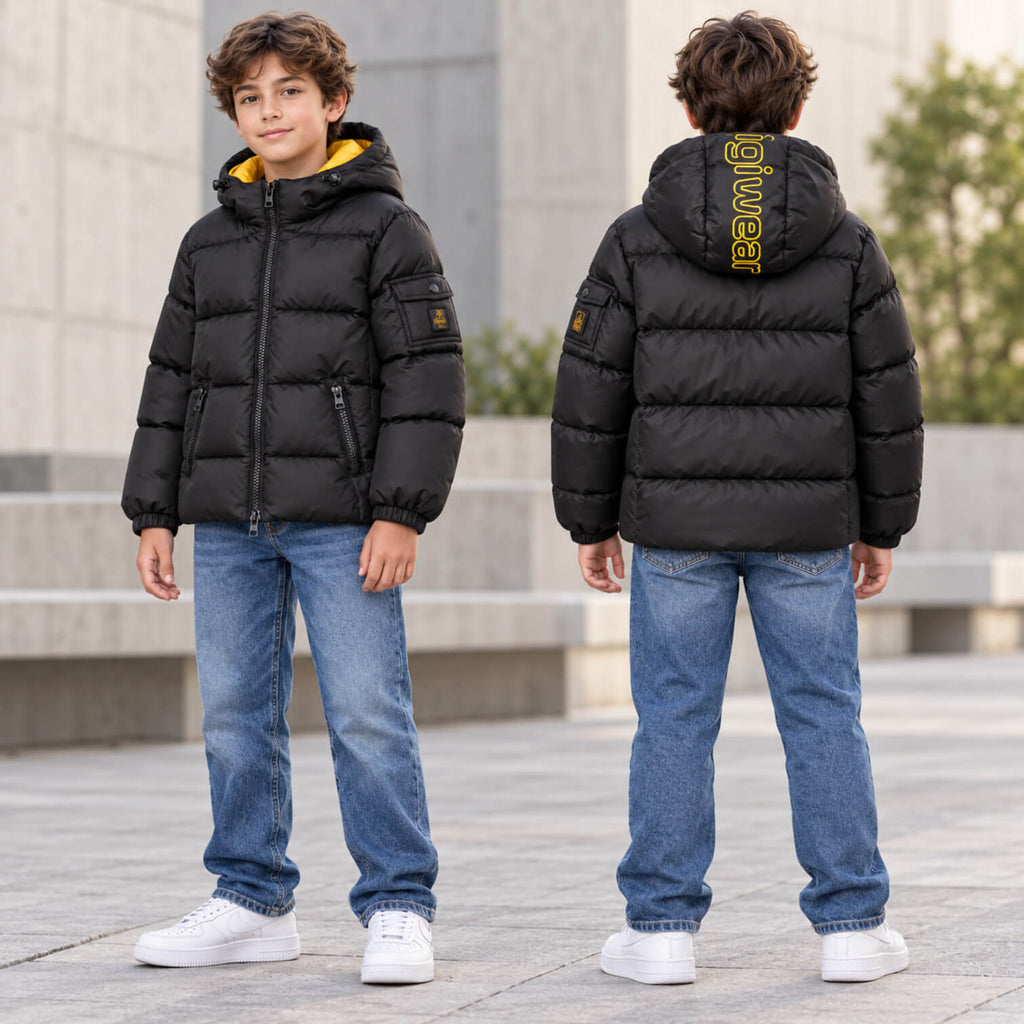 Giubbino Refrigiwear Ragazzo Nero Lucido con Pelliccia – R2157CW26-1