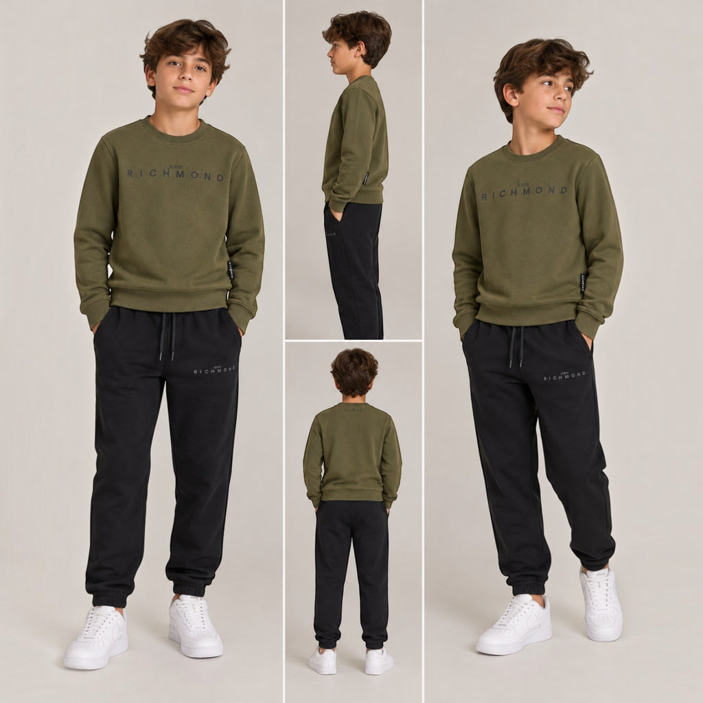 Tuta Richmond unisex  bicolore con felpa girocollo e pantalone jogger
