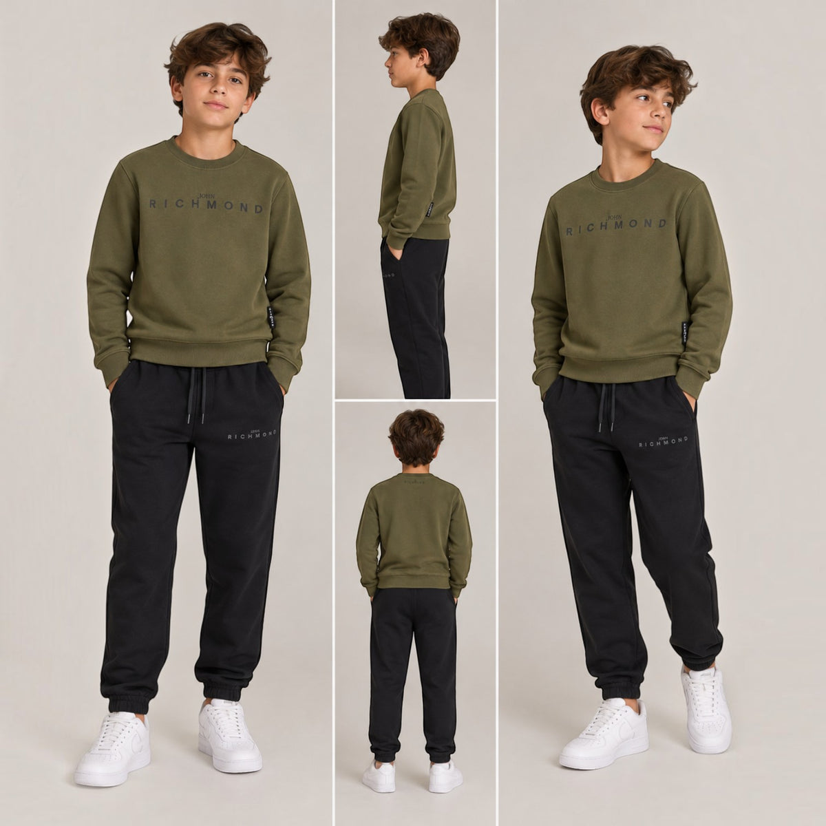 Tuta Richmond unisex  bicolore con felpa girocollo e pantalone jogger