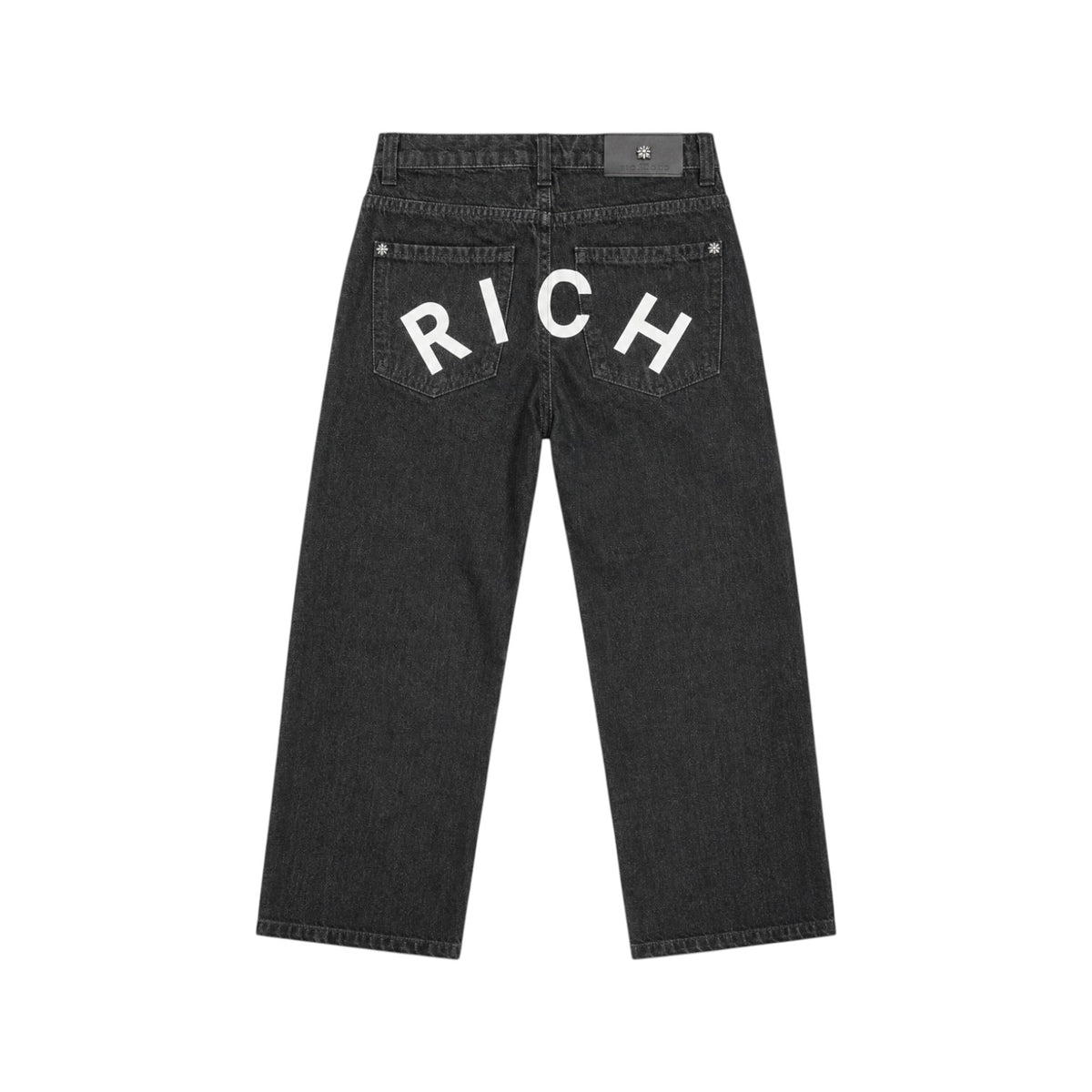 Jeans Richmond ragazza palazzo nero con maxi logo bianco posteriore