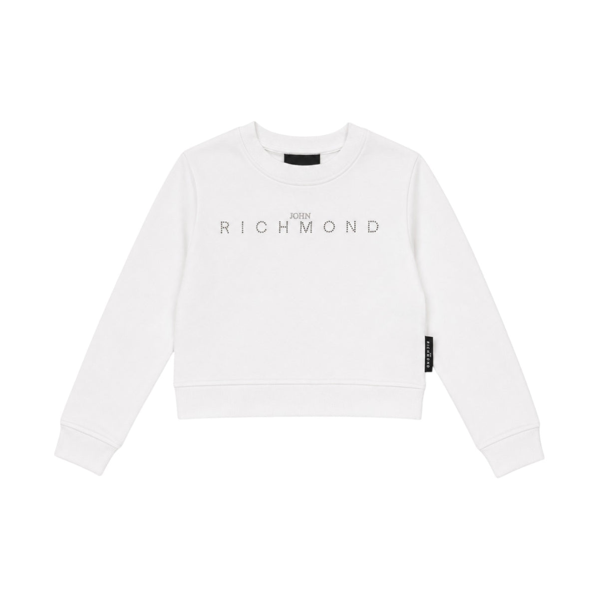Felpa girocollo cropped con logo Richmond e strass frontali