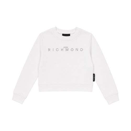 Felpa girocollo cropped con logo Richmond e strass frontali