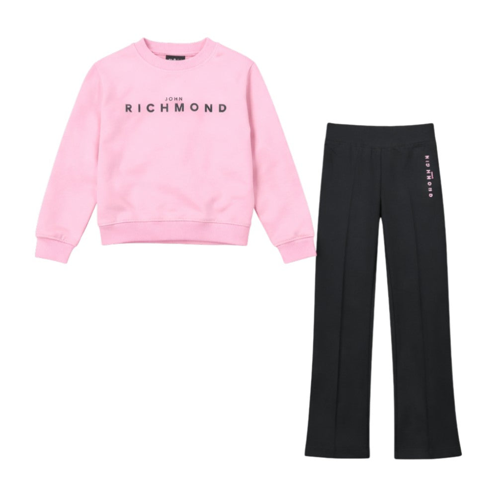 Completo RICHMOND Bambina-Ragazza Felpa Bianca paricollo+legging nero trombetta - RGP26014CF