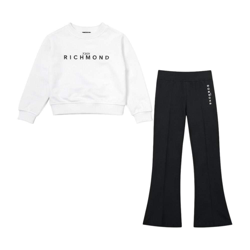 Completo RICHMOND Bambina-Ragazza Felpa Bianca paricollo+legging nero trombetta - RGP26014CF