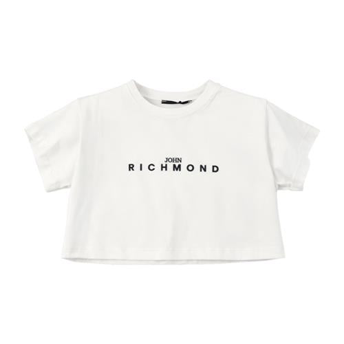 T-Shirt RICHMOND Bambina-Ragazza White cropped con logo - RGP26123TS