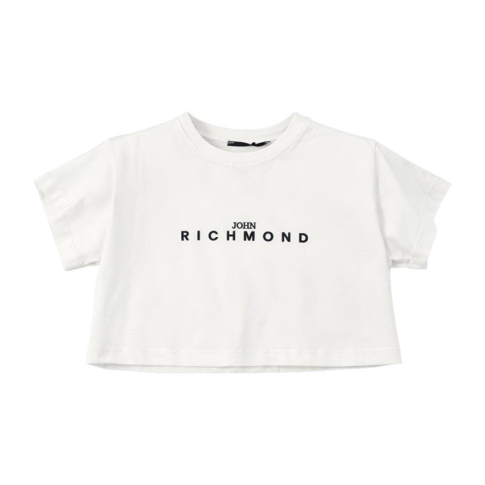 T-Shirt RICHMOND Bambina-Ragazza White cropped con logo - RGP26123TS