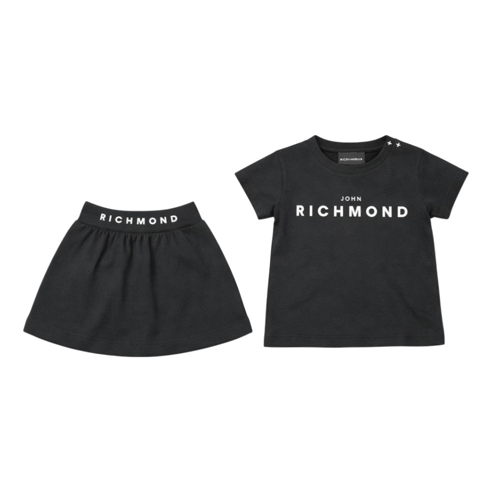 Completo RICHMOND bambina BLACK  T-Shirt + Gonna in jersey – RIP26043