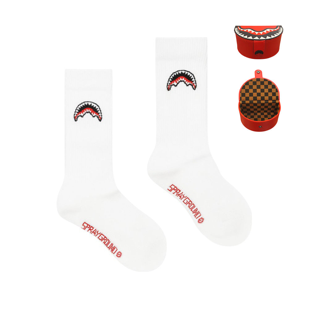 Calze Sprayground Bianche con Grafica Shark Mouth SOCK15024WHT