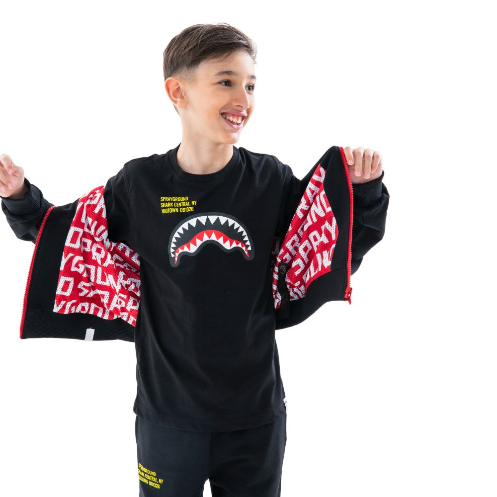 T-shirt Sprayground Nera con Stampa Shark Mouth Frontale SPY1384BLK