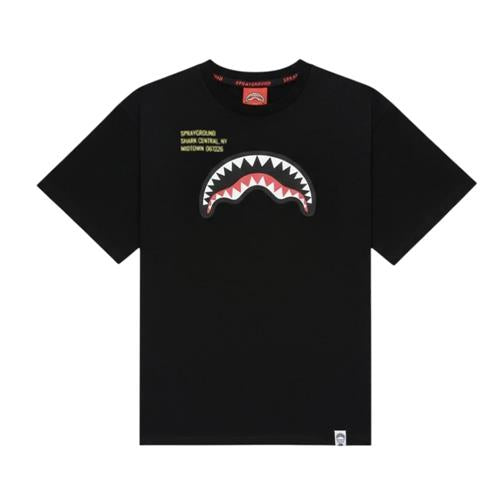 T-shirt Sprayground Nera con Stampa Shark Mouth Frontale SPY1384BLK