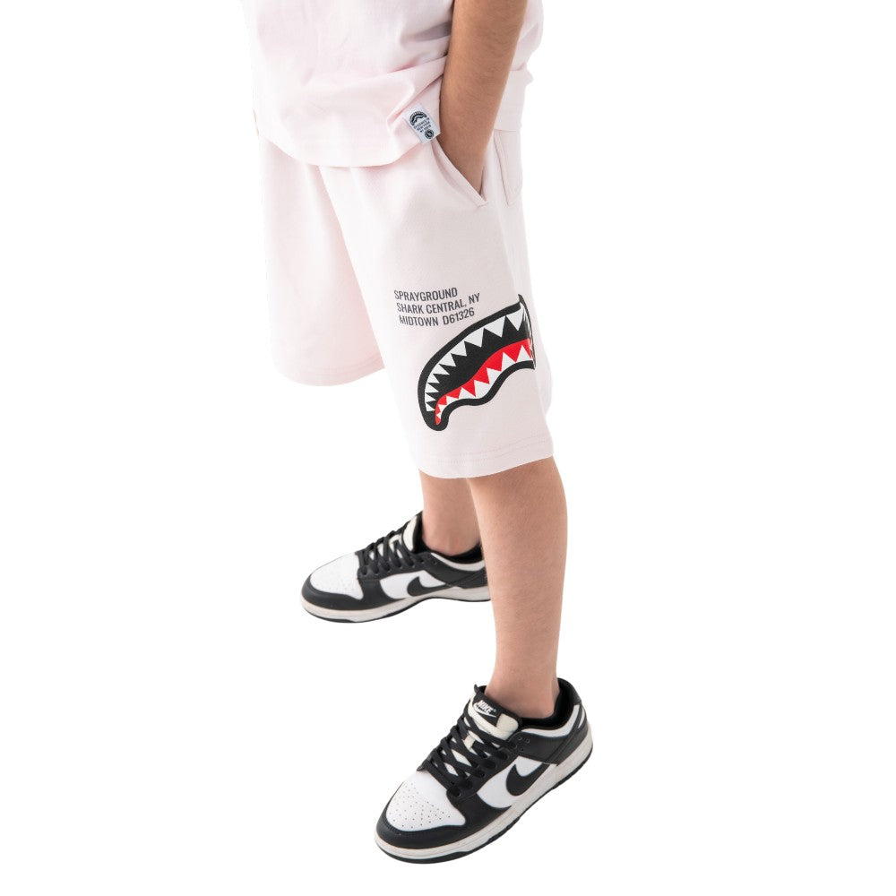 Bermuda Sprayground Avorio con Stampa Shark Mouth Laterale SPY1388EIVO
