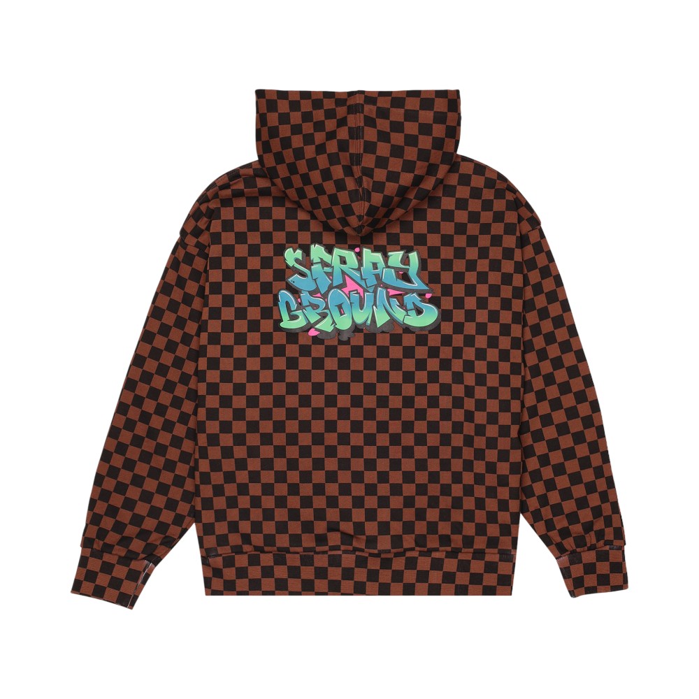 Felpa Zip con Cappuccio Sprayground Marrone con Grafica Shark Mouth SPY1393EBRB