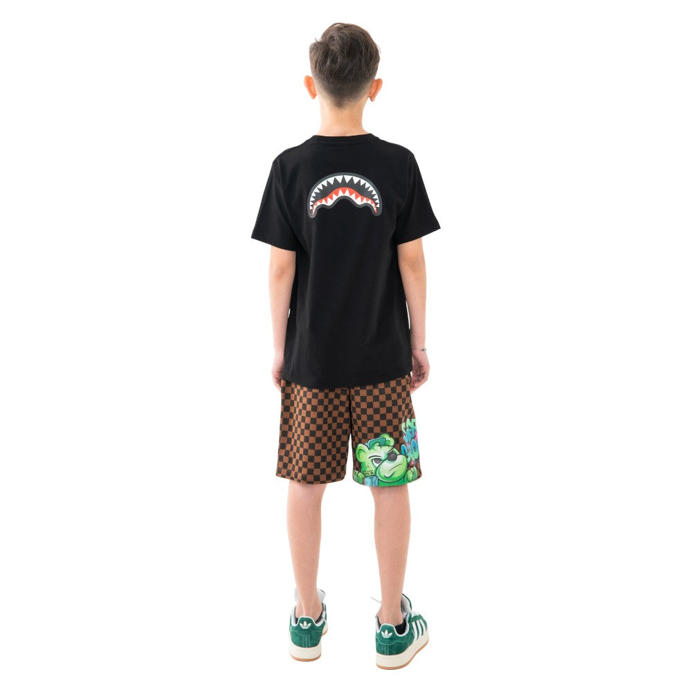 T-shirt Sprayground Nera con Stampa Jungle Bears Multicolor SPY1396BLKr