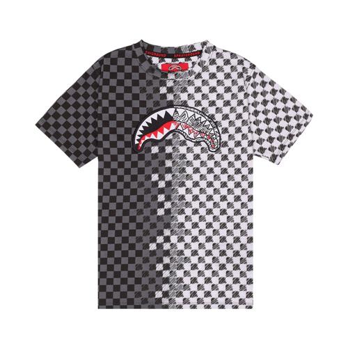 T-shirt Sprayground Grey Check con Shark Mouth SPY1410