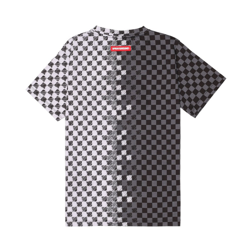 T-shirt Sprayground Grey Check con Shark Mouth SPY1410