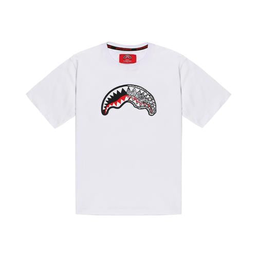 T-shirt Sprayground Bianca con Stampa Shark Mouth Frontale SPY1413WHT