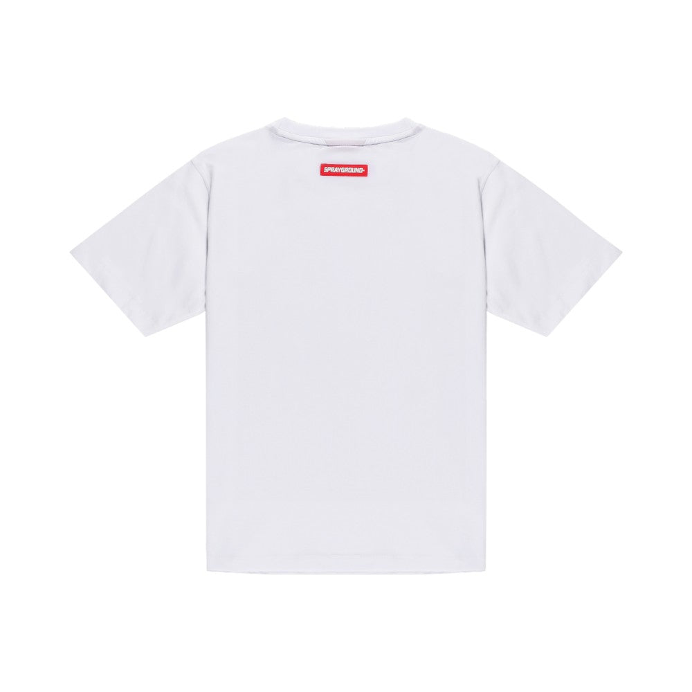 T-shirt Sprayground Bianca con Stampa Shark Mouth Frontale SPY1413WHT