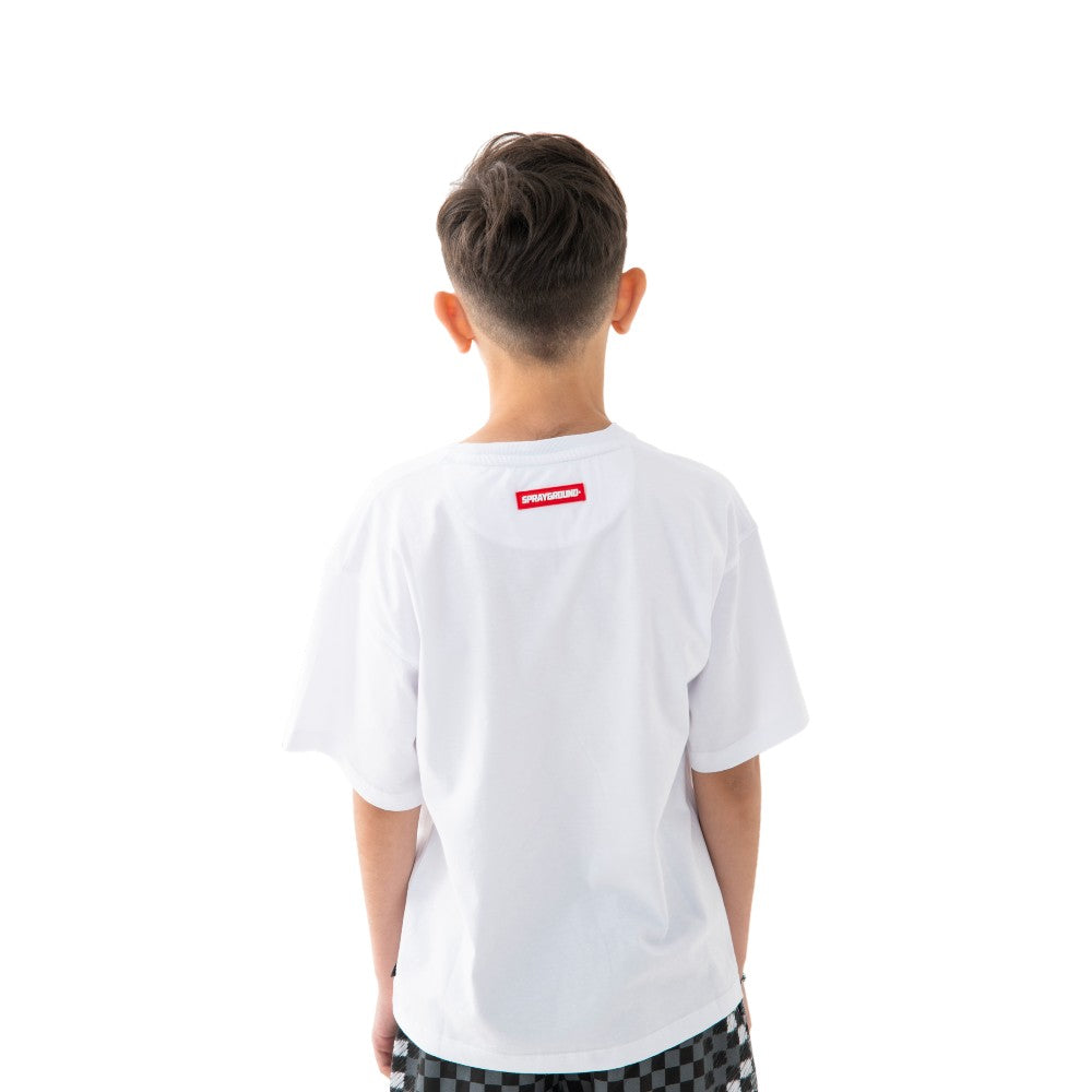 T-shirt Sprayground Bianca con Stampa Shark Mouth Frontale SPY1413WHT
