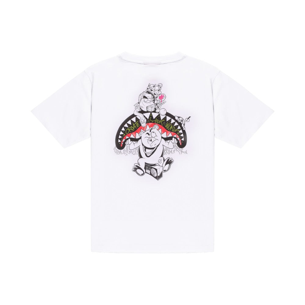T-shirt Sprayground Bianca con Grafica Frontale Multicolor SPY1414WHT