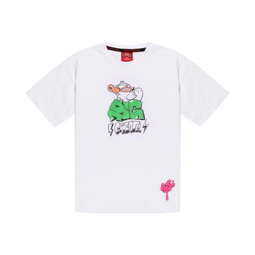 T-shirt Sprayground Bianca con Grafica Frontale Multicolor SPY1414WHT