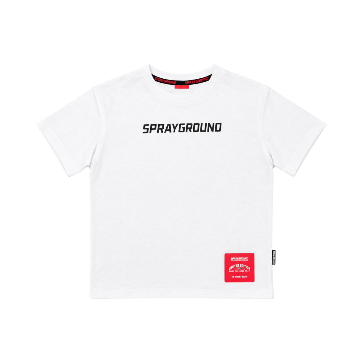 Sprayground Shark Over T-Shirt bianca con logo posteriore