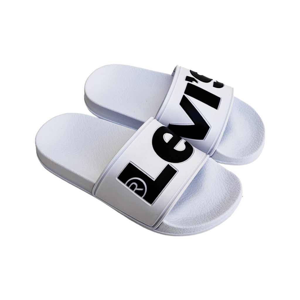Levi's Ciabattina Slide Bianca Logata Bambino