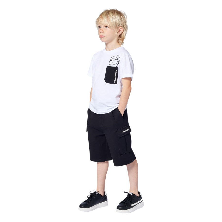 T-shirt KARL LAGERFELD Ragazzo White con taschino nero –  G30423