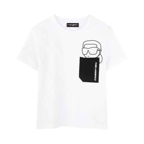 T-shirt KARL LAGERFELD Ragazzo White con taschino nero –  G30423