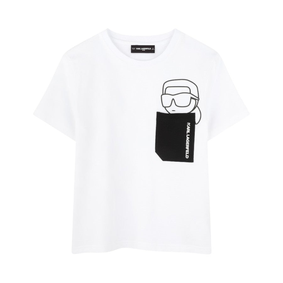 T-shirt KARL LAGERFELD Ragazzo White con taschino nero –  G30423
