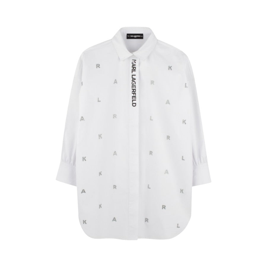 Camicia KARL LAGERFELD Bambina-Ragazza Bianco con lettere strassinate – G30463