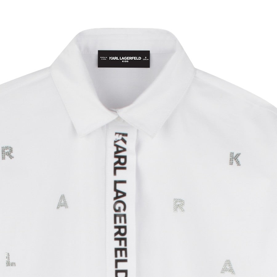 Camicia KARL LAGERFELD Bambina-Ragazza Bianco con lettere strassinate – G30463